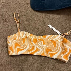 NWT CAARA orange and white cropped bra top, M